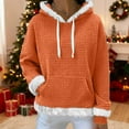 thumbnail image 2 of Visit the JURANMO Store Christmas Hoodies for Women Faux Fur Trim Long Sleeve Hooded Sweatshirts Waffle Knit Fashion Holiday Pullover Sweatshirt with Pocket Orange XXL, 2 of 8