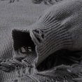 thumbnail image 4 of Men's Ripped Sweater Male Long Sleeve Distressed High Neck Pullover Jumpers Grey Size M, 4 of 8