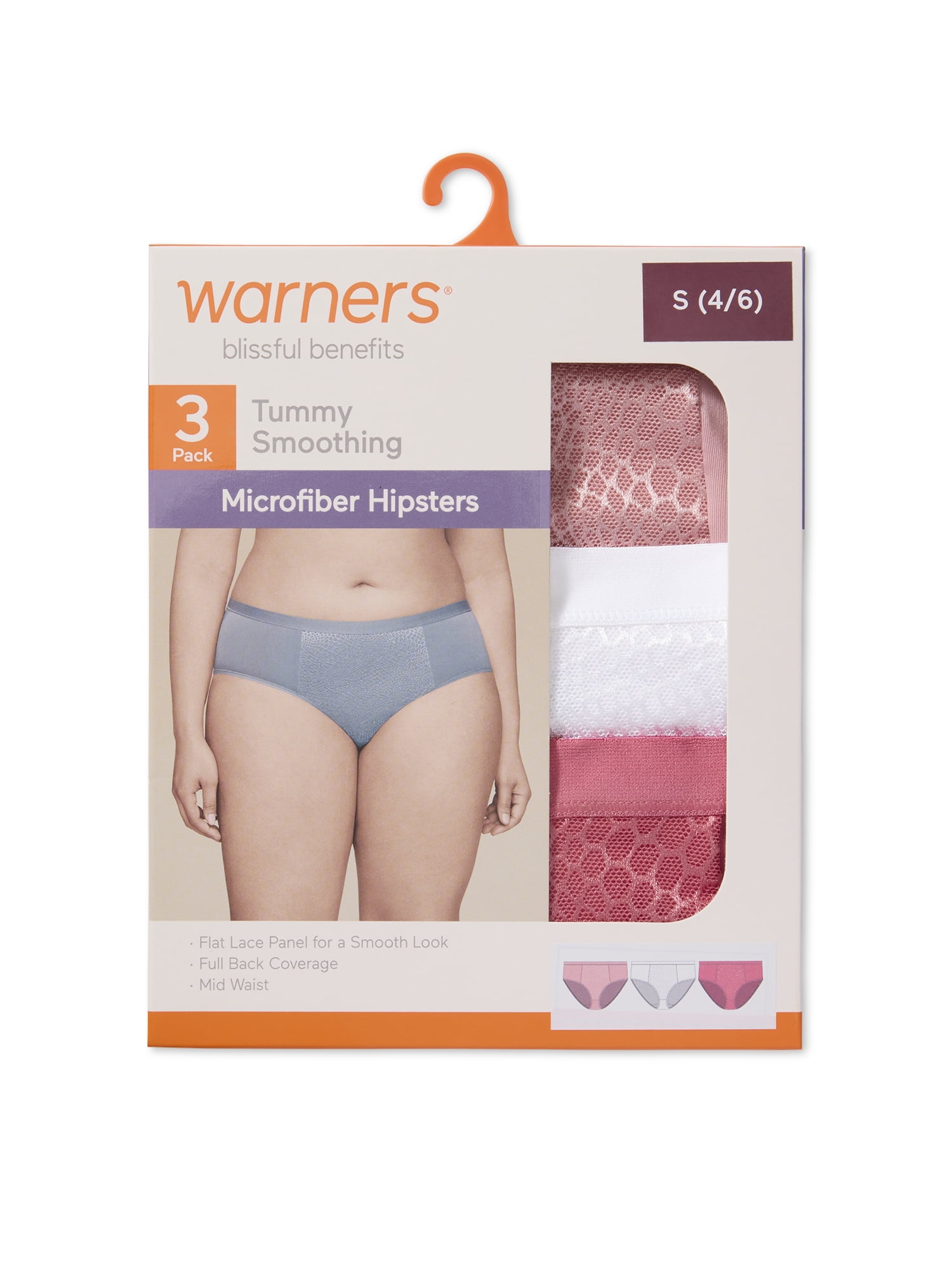 Warners® Blissful Benefits Women's Tummy-Smoothing Mid-Waist Microfiber 3-Pack Hipster S-3XL