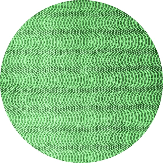 Ahgly Company Indoor Round Abstract Emerald Green Contemporary Area Rugs, 4' Round