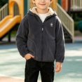 thumbnail image 5 of Cethrio Boys Hooded Fleece Jacket, Full Zip Warm Embroidery Lightweight Fall Winter Outerwear Size 3-4 Years Dark Gray, 5 of 8