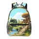thumbnail image 1 of Easygdp Cartoon Mushroom House Mochila Ergonómica Versátil para Laptop - Múltiples Bolsillos, Correas Ajustables, Unisex para Escuela, Viajes y Actividades al Aire Libre-One Size, 1 of 5