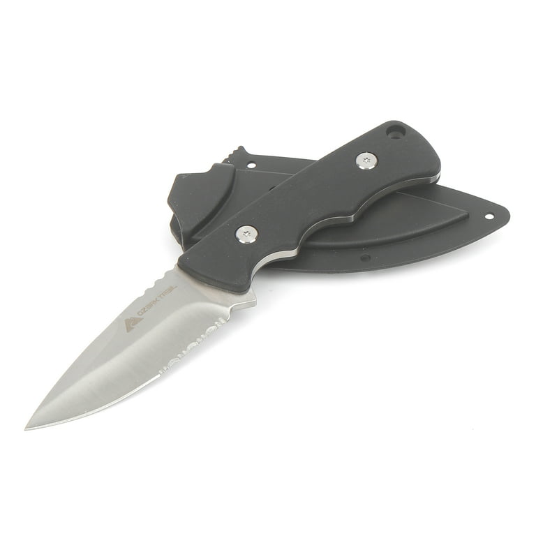Ozark Trail Fixed Knife with Protective Sheath, 3 Blade, Black