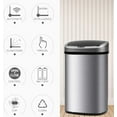 thumbnail image 3 of Dkelincs Automatic 13 Gallon Kitchen Can Stainless Steel Touch Free Trash Can with Lid Waste Bin for Kitchen Bathroom Bedroom Office, Powered by 4x C Batteries Trash Can, 3 of 8