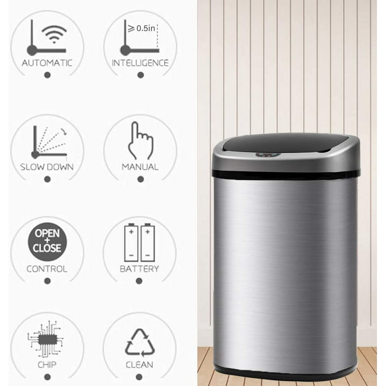 Kitchen Trash Can 13 Gallon Automatic Trash Can 50L Touch Free Garbage Can,  High
