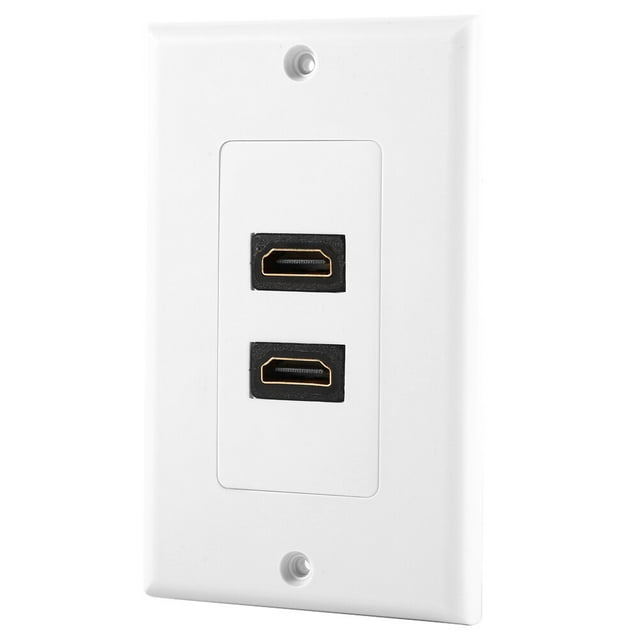 Cable Pass Through Wall Plate, Dual Port Wall Plate Cover with USB Wall Plate Cable Pass Through Brush Wall Plate with 2 Wall Plates, 2 Couplers, 8 Mounting Screws for Audio