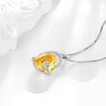 thumbnail image 4 of Juwaliy 925 Sterling Silver 15MM Heart Necklace Women November Birthstone Citrine Jewelry Yellow Rose Flower Pendant Christmas Valentines Birthday Gift for Her, 4 of 9