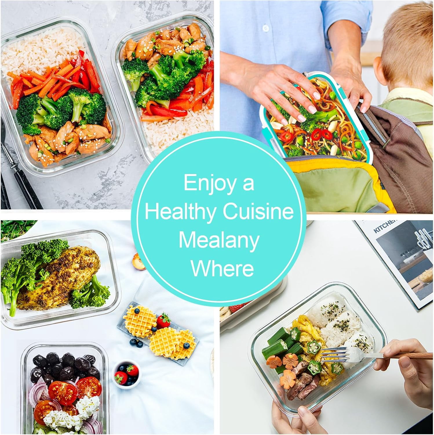 10Pack 22OZ Glass Meal Prep Containers, Airtight Glass Lunch Containers Set, Glass Food Storage Containers with Lids,Exclusive of BPA, for Microwave, Oven, Freezer&Dishwasher Friendly,Green