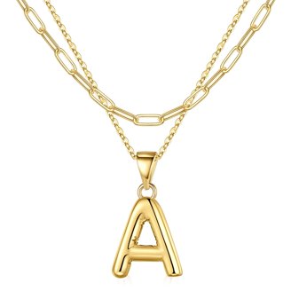 Coshilta Gold Initial Necklaces For Women - 14k Gold Plated Layered Letter Pendant Necklace Set