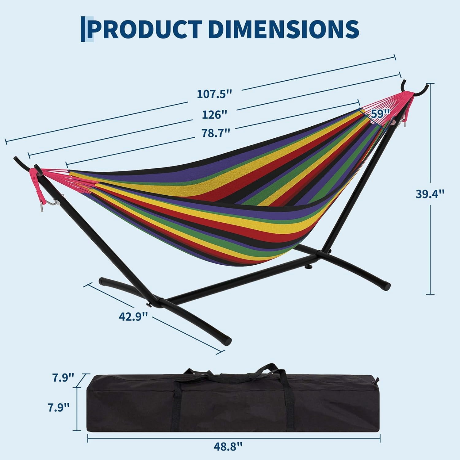 IdealHouse 2 Person Hammocks with Stand for Outside, Double Hammocks Portable Space Saving Heavy-Duty Steel Stand for Indoor Outdoor Patio with Carrying Bag, 450 lbs Capacity
