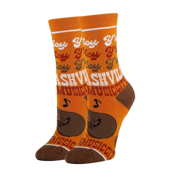 Womens Novelty Funny Nashville Crew Socks, Hey Y'all, Colorful Cotton Socks Crazy Fashion Socks