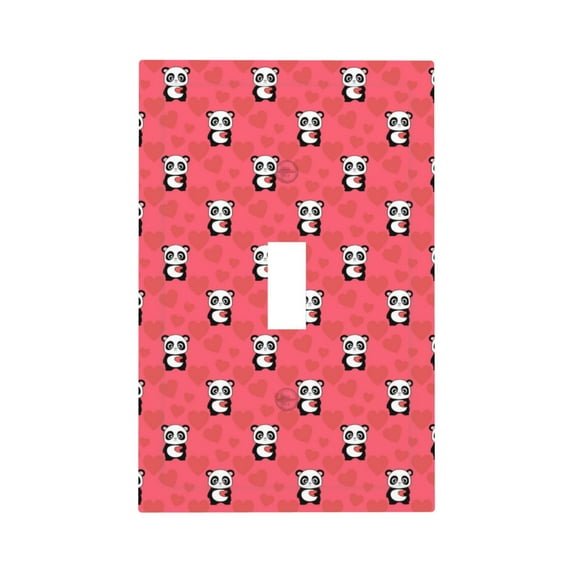 DouZhe 1-Gang Toggle Switch Wallplate, Pink Hearts Love Cute Panda Decorative Wall Plates