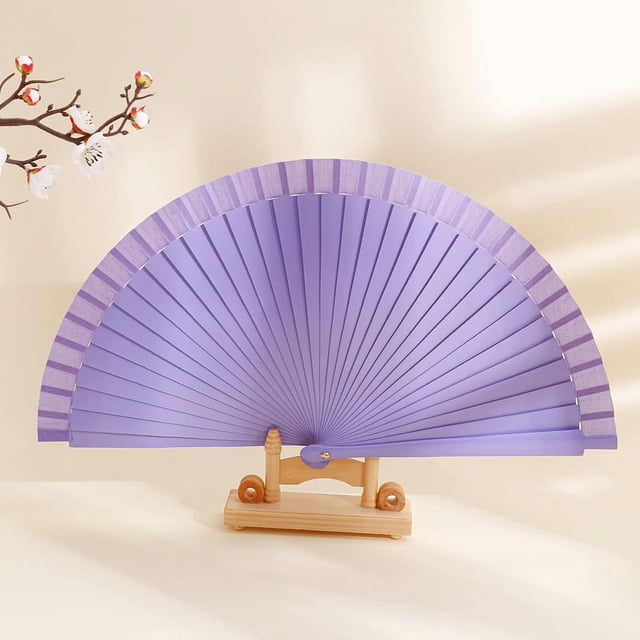 Abanico plegable de madera simple Abanico plegable clásico de color sólido para mujer Abanico plegable