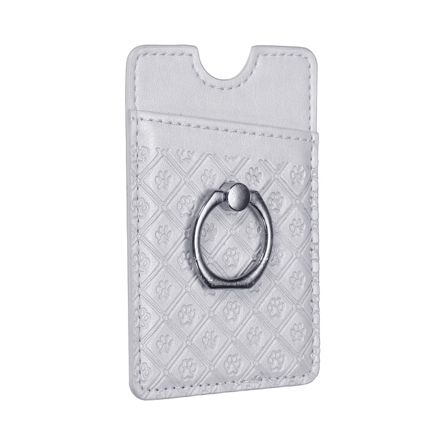 Adhesivo Teléfono Tarjetero con Soporte PU Teléfono Cartera Dos Vías Ajustable para Inteligente Teléfonos o Estuches Gris