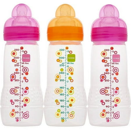 Mam - 11 Oz Nurser Bottle, 3-pack, Girl