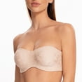 thumbnail image 5 of MELENECA Women's Unlined Strapless Bra with Underwire Minimizer for Large Busts Seamless Jacquard Fabric Pale Nude 32F, 5 of 5