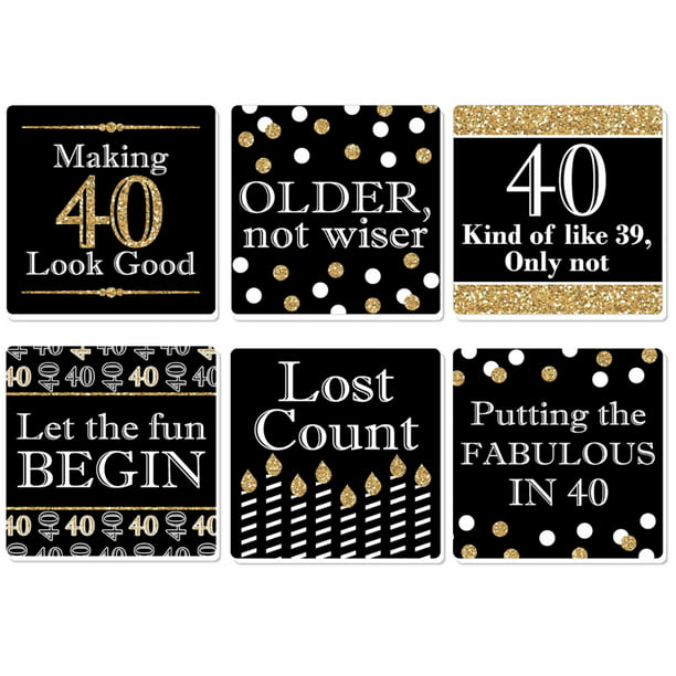 Big Dot of Happiness Adult 40th Birthday - Gold - Funny Birthday Party  Decorations - Drink Coasters - Set of 6 