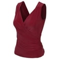 thumbnail image 2 of KOGMO Womens Sleeveless Side Wrap Ruched Shirred Slim Fit V-neck Top Shirts, 2 of 5
