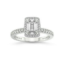 2 Carat IGI Certified Emerald Shape Lab Grown Diamond Engagement Ring | 14K White Gold |Klarissa Halo Diamond Eternity Lab Diamond Ring | FG-VS1-VS2 Quality Friendly Diamonds