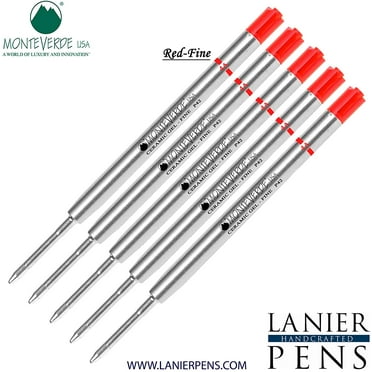 Lanier Combo Pack - 5 Pack - Monteverde Capless Ceramic Gel P42 Ink Refill Compatible with most Parker Style Ballpoint Pens - Red (Fine Tip 0.6mm)
