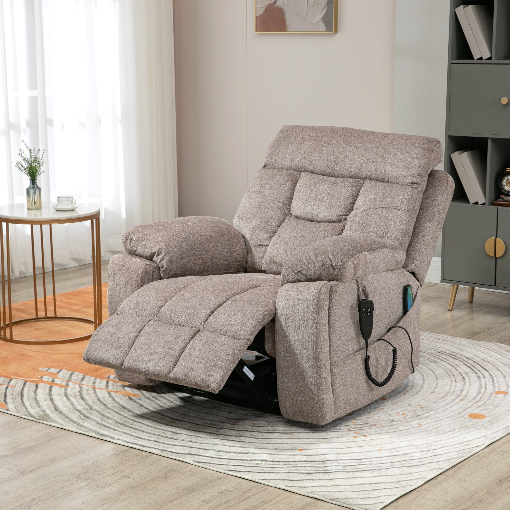 JUUXO Oversized Recliner Chair Lay Flat 71" Length, Large Power Lift Chair for Elderly, Extra Wide Heated Massage Chair for Big and Tall in 26" Seat Width, 400 lbs