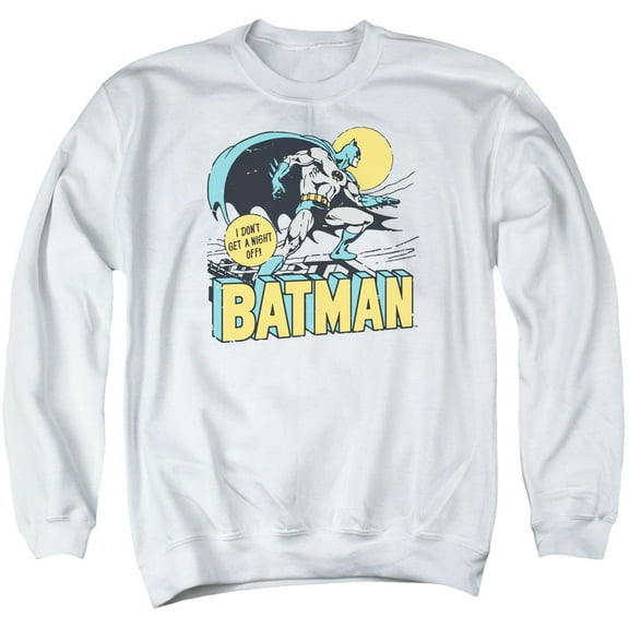 DC Comics Night Off Adult Crewneck Sweatshirt White
