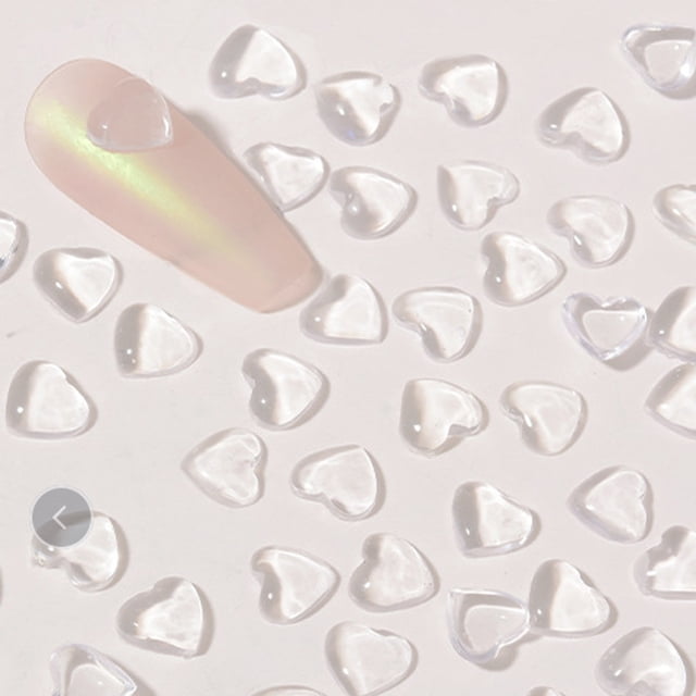 Paquete de 3 adornos de corazón transparentes para decoración de uñas, diamantes de imitación de corazones de amor 3D, resina de gelatina plana, joyas de cristal, diamantes para suministros