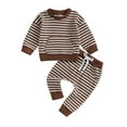 thumbnail image 5 of Hessimy Toddler Boys Girls Spring Summer Cartoon Print 2Pcs Long Sleeve Shirt Pants Sleepwear Pjs, Soft Fabric Warmth(Khaki,0-6 Months), 5 of 5