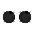 thumbnail image 3 of 14K Solid Gold Push Back Stud Earrings for Women | 3 cttw Round Cut Natural Onyx | Rose Gold, 3 of 5