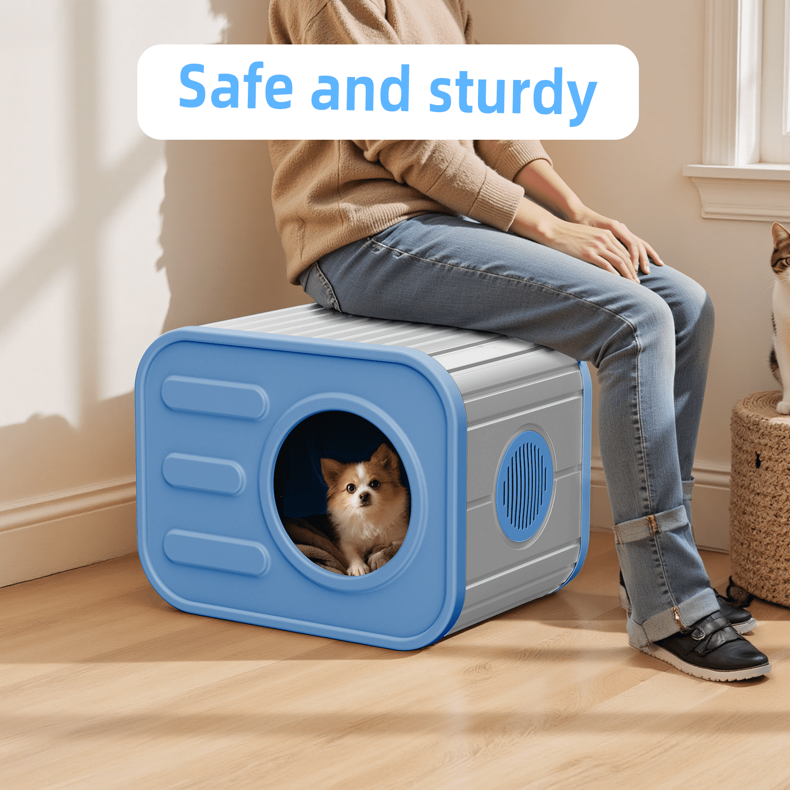 FICARTS Cat House for Indoor & Outdoor Cats - Resin Weatherproof Shelter with Camera - Shaped Design, Versatile for Home & Yard Use