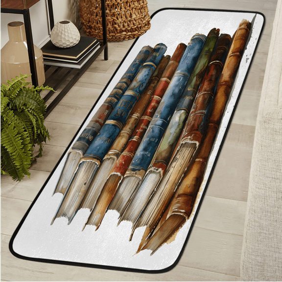 CURLYOOT Vintage Book Runner Rug 2'x6' Washable Kitchen Runner Rug Indoor Non Slip Laundry Rugs Floor Carpet for Hallway Kitchen Entryway Bedroom Living Room