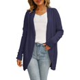 thumbnail image 1 of Mujeres con capucha suéter abrigo moda abierto frente irregular tejer color puro mujeres casual cardigan para Otoño Invierno mujeres azul marino M, 1 of 6