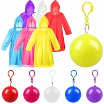 6 Pcs Disposable Emergency Rain Ponchos, Waterproof Raincoat In Keychain Ball, Adult Rainwear for Camping, Cycling