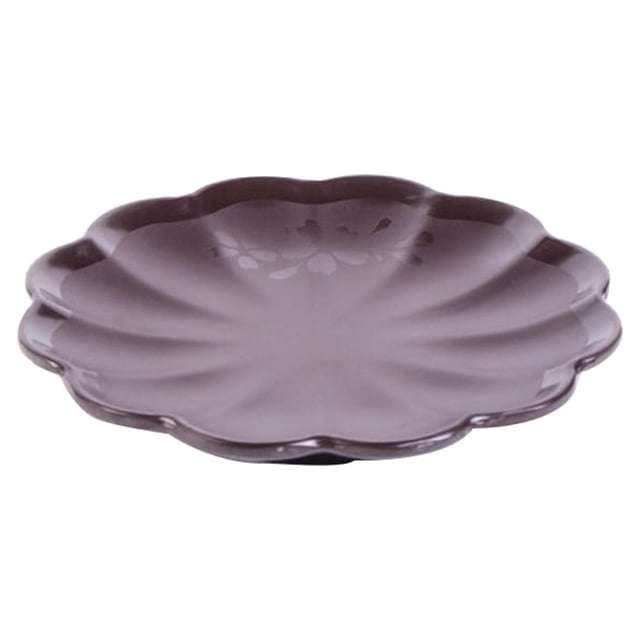 Round Plate Melamine Frosted Cherry Blossoms Tray High-grade Tableware Dish Plate (15x1.9cm, Coffee)