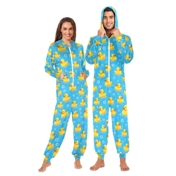 Adult Onesie Blue Background Adult Onesie Duck Bubbles Zipper One-Piece Pajamas Unisex with PocketsClock Zipper One-Piece Pajamas Unisex with Pockets