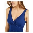 thumbnail image 3 of LAUREN RALPH LAUREN Women's Blue Stretch Tummy Control Shirred Lined Deep V Neck Twist Front Beach Club Underwire One Piece Swimsuit 16, 3 of 4