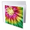 3dRose Tie Dye Green starburst tie dye design in green yellow and red, Greeting Cards, 6 x 6 inches, set of 12