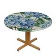 thumbnail image 3 of WYYP Blue Flowers Green Leaves Detailed Painting Round Table Cloth 100% Polyester Fiber for Picnic Dining Kitchen Farmhouse White, 3 of 8