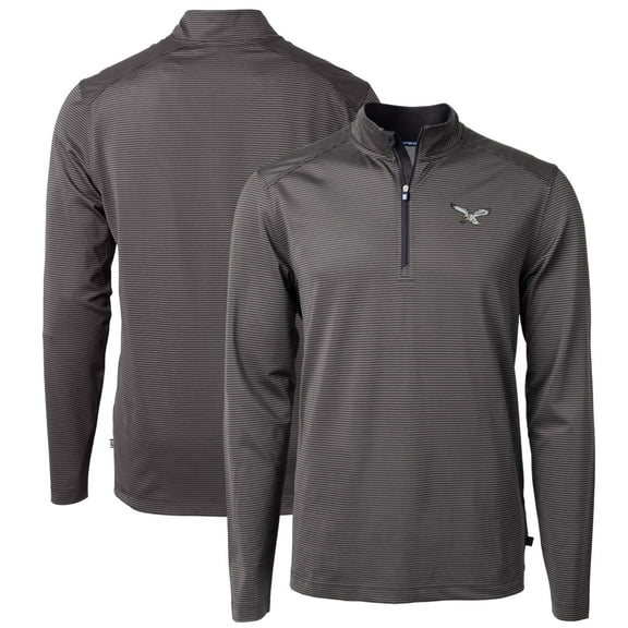 Men's Cutter & Buck Charcoal Philadelphia Eagles Gridiron Classics Big & Tall Virtue Eco Pique Micro Stripe Recycled