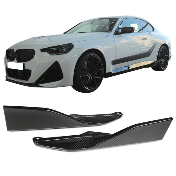 Ikon Motorsports Side Skirts Compatible With 2022-2025 BMW G42 2 Series 220i M Sport M240i xDrive Gloss Black M Performance Style Dry Carbon Fiber Side Skirt Extension Rocker Panel 2PC