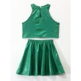 thumbnail image 2 of Miutii Kids Shiny Jazz Disco Outfits Cheer Outfit Hip Hop Dance Dress Sets for Competitions Cha-cha Green 10-14, 2 of 6