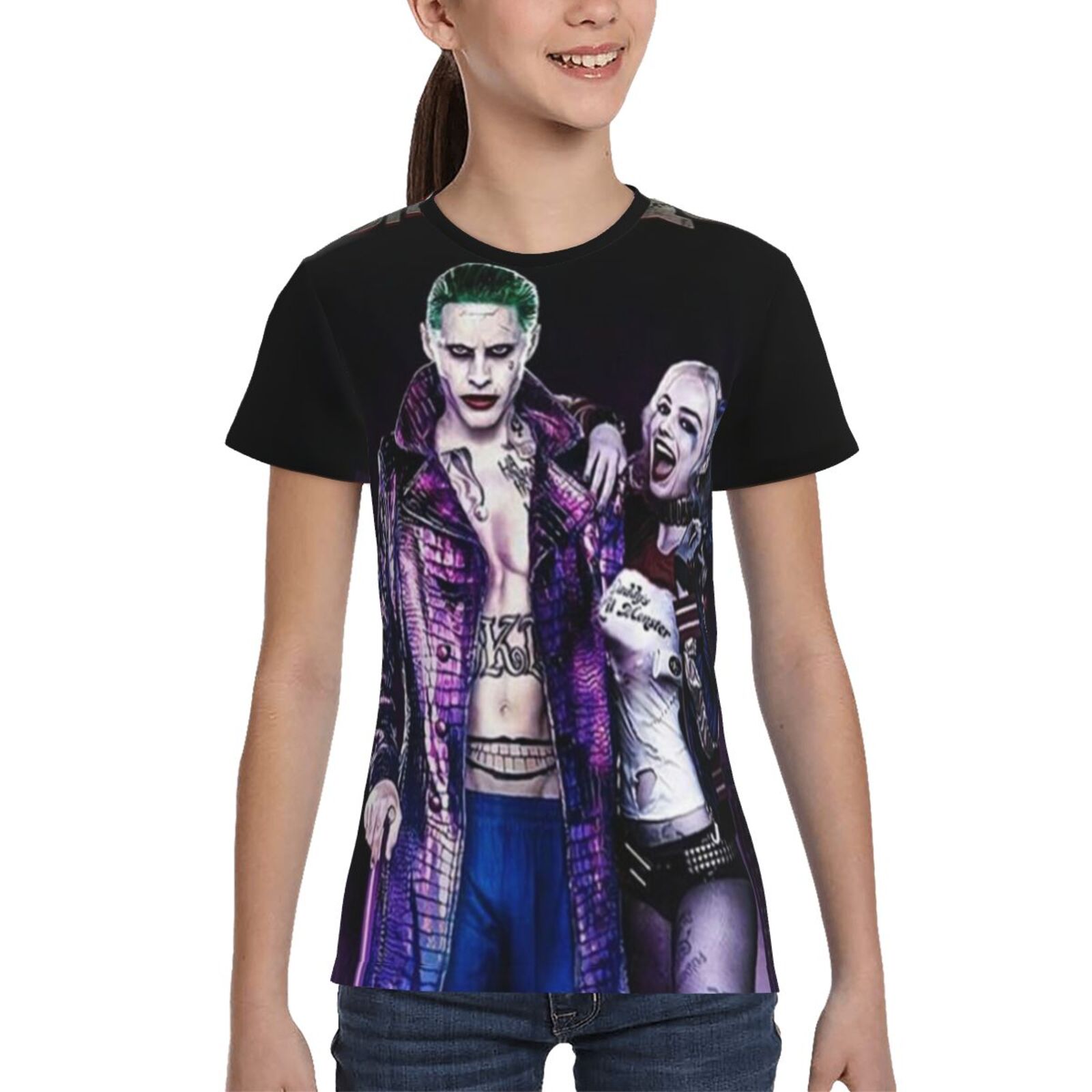 Harley Quinn Joker Animated Youth Unisex T-Shirt Crewneck