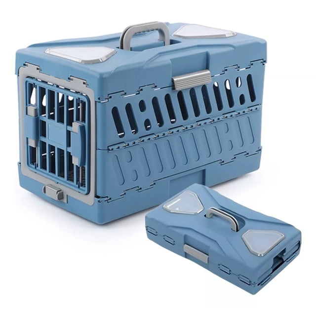 Transportadora plegable para mascotas 48 cm, jaula portátil para perros y gatos, estructura de plástico, con puerta y ventilación, caja de viaje cómod