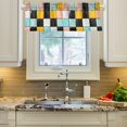thumbnail image 2 of Yayeee Kitchen Valance Rod Pocket 54" x 18" Living Room Window Curtain, Yellow Checkered Pattern, 2 of 6
