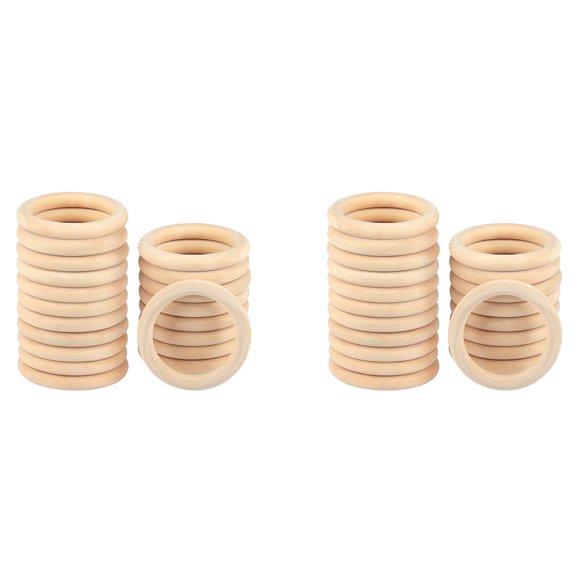 60Pcs 70mm Wood Rings,Wooden Ring Wood Circles for , Macrame Plant Hanger,Ornaments and Jewelry Making