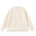 thumbnail image 6 of Women's Crewneck Sweater Winter Warm Sherpa Sweatshirt Solid Color Pullover Beige L, 6 of 9