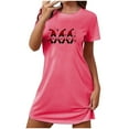 thumbnail image 1 of Camisón corto de talla grande para mujer, camisón de manga corta con estampado en el pecho, camisón corto, 1 of 3