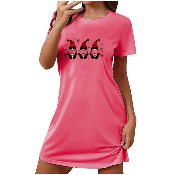 Camisón corto de talla grande para mujer, camisón de manga corta con estampado en el pecho, camisón corto