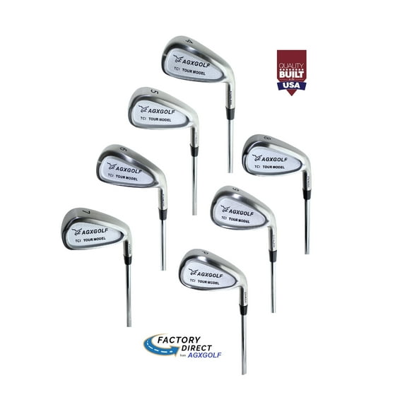 AGXGOLF Men's Tour Cavity Stainless Steel Irons Set; Stiff Flex, 2X-Tall Length ( 2.0"); 4-9 Irons   Pitching Wedge   Sand Wedge: Right Hand