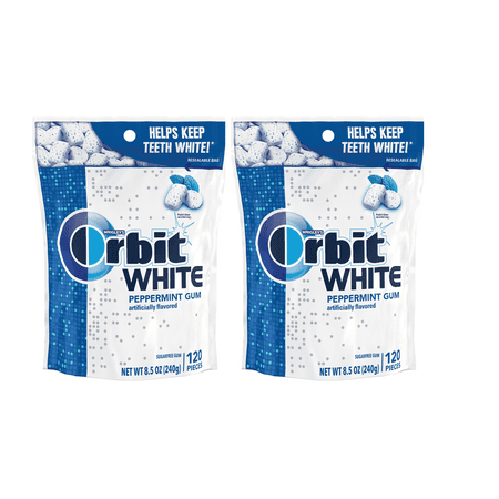 (2 pack) Orbit, White Peppermint Chewing Gum, 120 Pc, 8.5 (Best Chewing Gum For False Teeth)